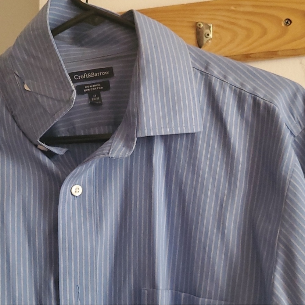 Croft & Barrow Men's Light Blue Pinstripe Dress Shirt